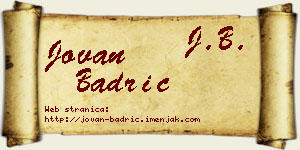 Jovan Badrić vizit kartica